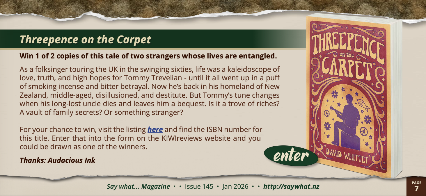 Threepence on the Carpet Giveaway on the Say What NZ Book Club